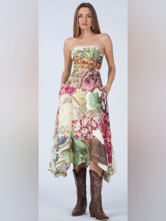 aylaya Dresses & Skirts - Aylaya Josephine Strapless Midi Dress Y2K Fairy Women's Small NWT Retail $166